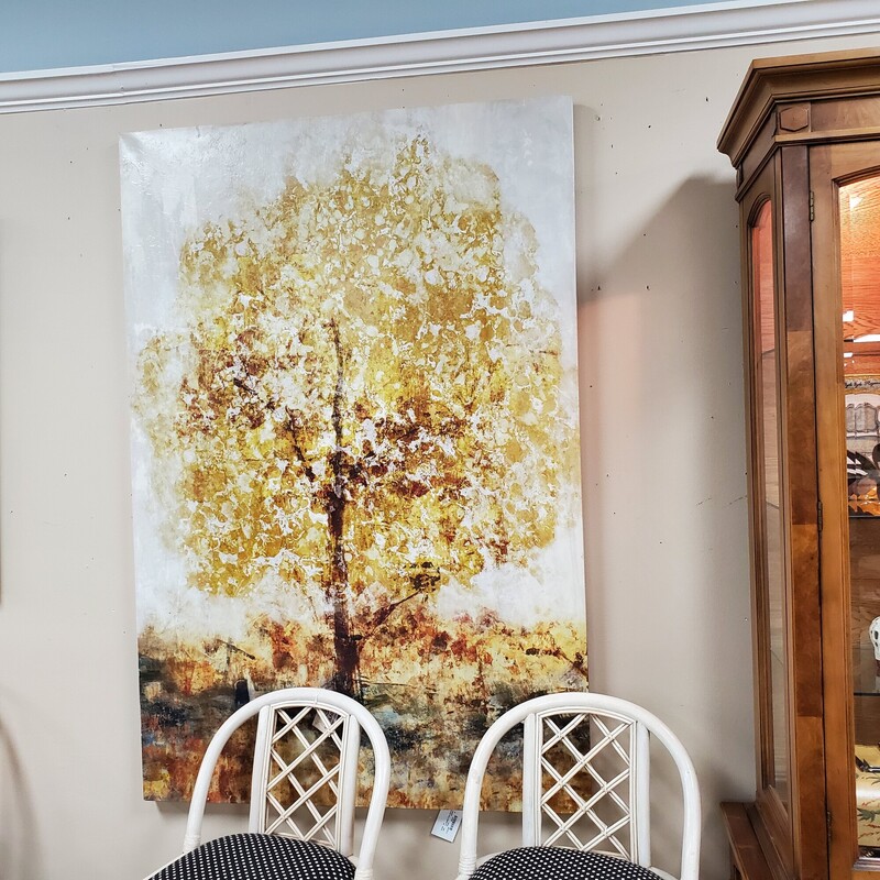 Lg Golden Tree Canvas, Golds, Size: 80x41