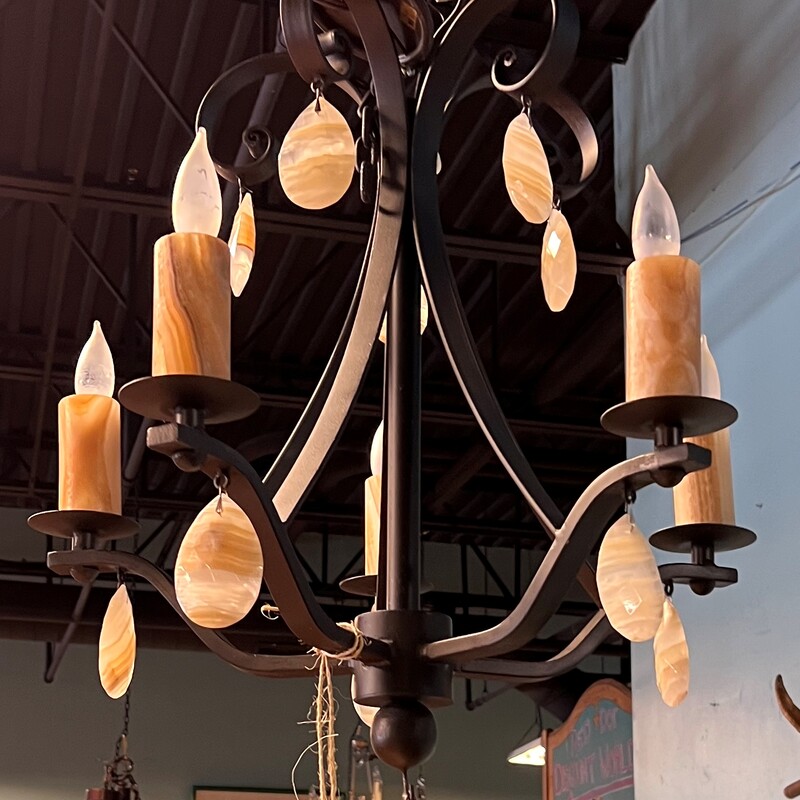 Iron Chandelier Disks, Onyx, Size: 5 Lights