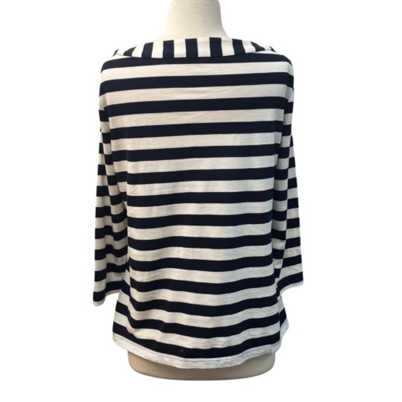 Talbots Nautical Stripe Top<br />
Navy and Ivory<br />
Size: Medium