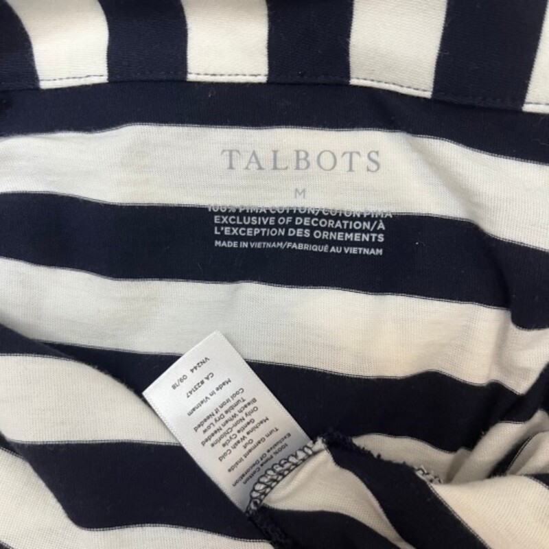 Talbots Nautical Stripe Top<br />
Navy and Ivory<br />
Size: Medium