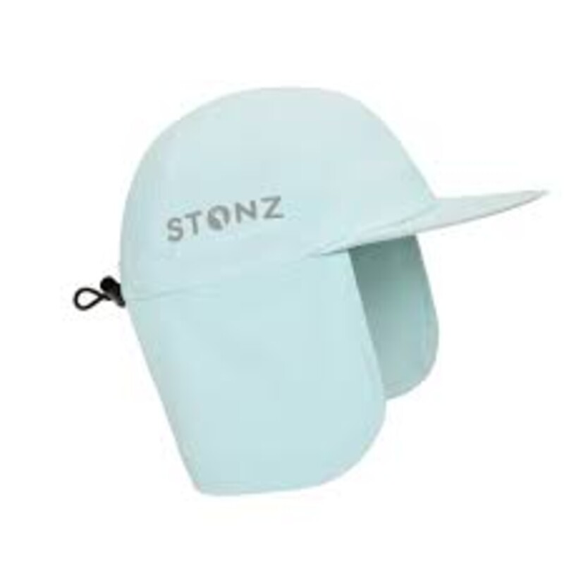 STONZ Flap Cap, Haze Blue, Size: 0-12M

Keep your little explorer protected and burn-free with our baby Flap Cap. Made with non-toxic, tightly-woven fabric, so you don’t need to use sunscreen to keep them protected:  just put on their hat and they’re ready to go! Their skin and the environment will thank you.
Non-toxic UV protection: No need to use harsh sunscreens. The tightly-woven fabric provides complete UPF 50 protection for your child.

Perfect fit that stays on: Thanks to the adjustable toggle closure, this versatile flap-hat fits any child. And stays on all day long!

Soft & comfortable: With a super-soft fabric and breathable mesh lining, your little one will stay fresh and cool regardless of the weather.

Machine washable: Got a little ice cream on it? No worries, wash inside out in cold water, on delicate cycle & hang to dry or tumble dry without heat.