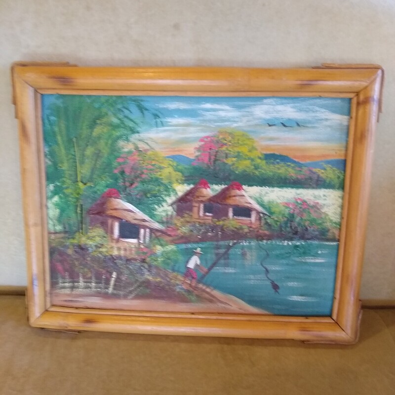 Bamboo Frame Oil Painting