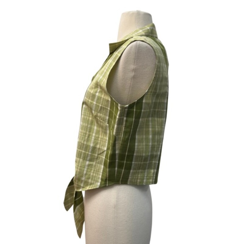 NEW Tommy Bahama Alice Plaid Tie Top<br />
 60% Silk 40% Linen<br />
Jungle<br />
Size: 8