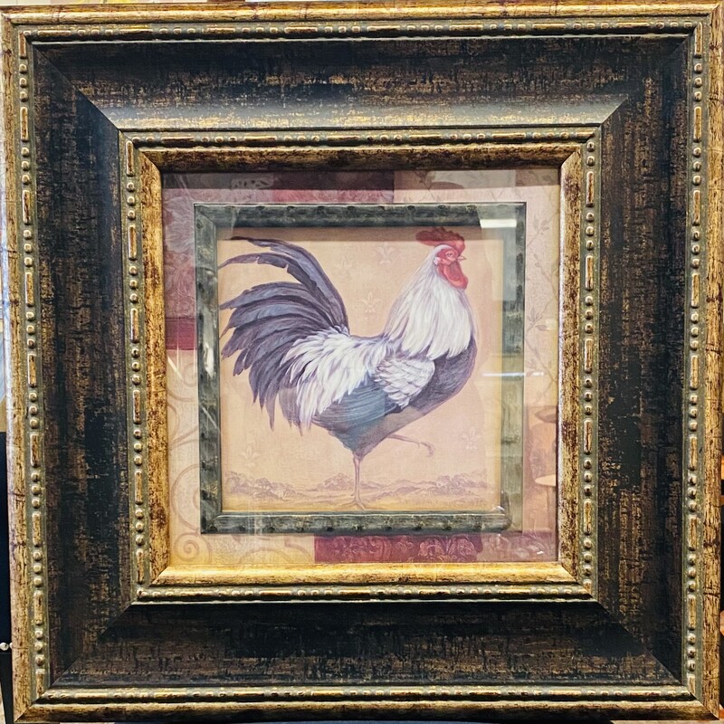 Rooster Print
Brown Gold Red in Brown Gold Frame
Size: 21x21H
Coordinating Print Sold Separately