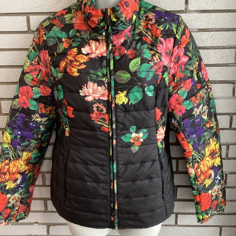 Flower Prt Zip Up Jacket