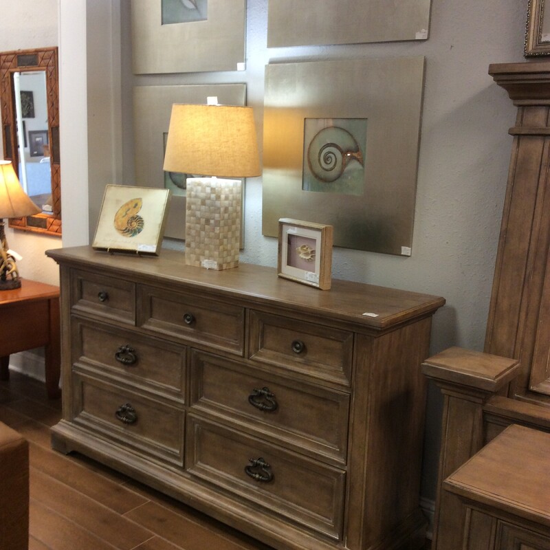 This handsome 4 piece bedroom set by R Chruch has a gray weathered finish and rustic hardware.