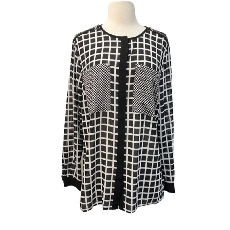 Michael Kors Sheer Blouse
Zipper Accent
Black and White
Size: Large