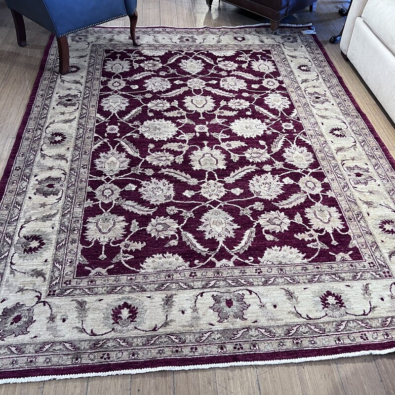 Rug Vintage, Red & White, Size: 6.5x8.3