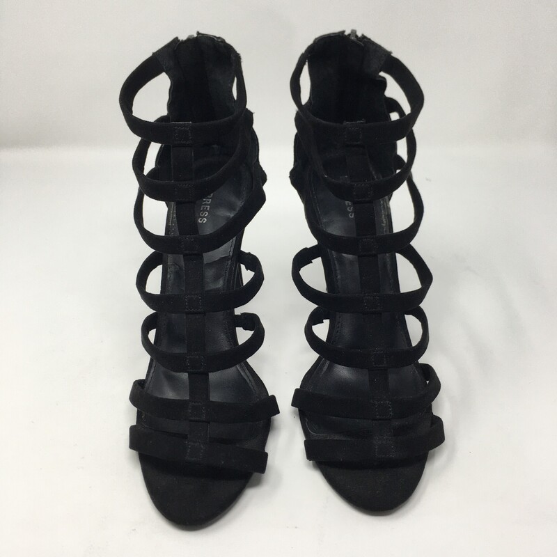 105-003 Express, Black, Size: 8 Black Strappy Heels    Good