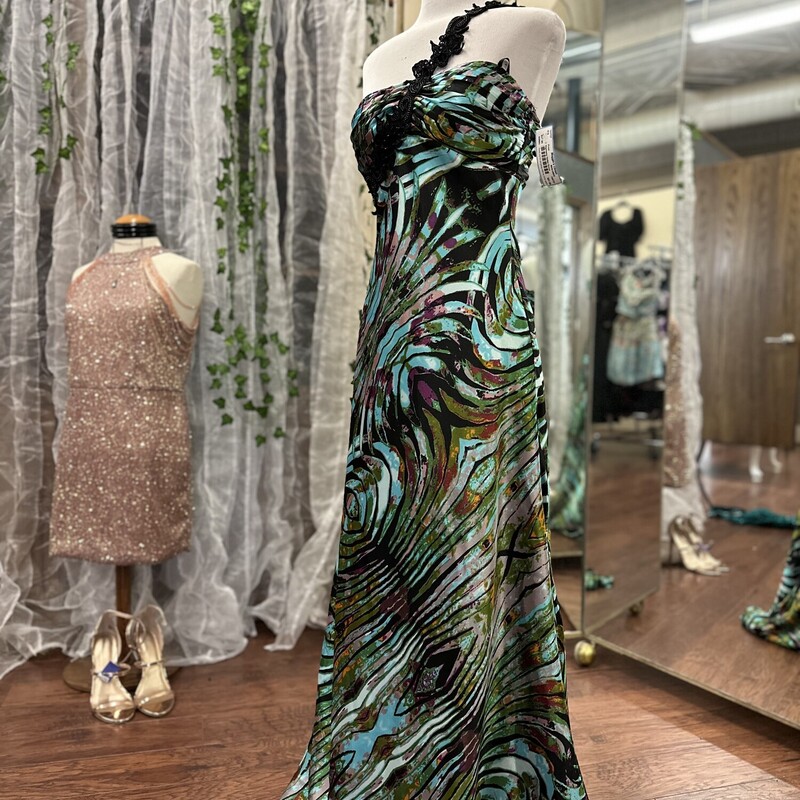 Nightway Halter Dress, Black Green Multi, Size: 4
Beautiful  Dress for Prom or any Formal!
All Sales Are Final. No Returns.
Pick Up In Store Within 7 Days Of Purchase
Or
Have It Shipped

Thank You For Shopping With Us  :-)