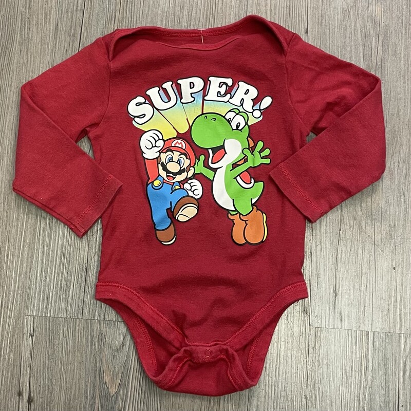 Super Mario Baby Onesie, Red, Size: 18-24M