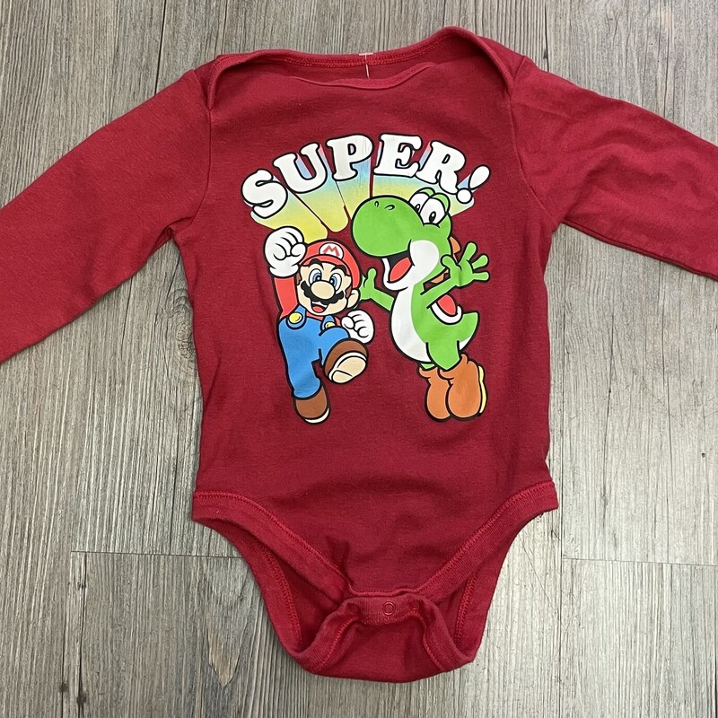 Super Mario Baby Onesie, Red, Size: 18-24M