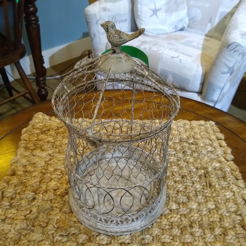 Small Metal Bird Cage

Adorable decorative metal bird cage which can be opened.  Great item to display a plant or flowers.

Size: 8 in diam X 12 in high