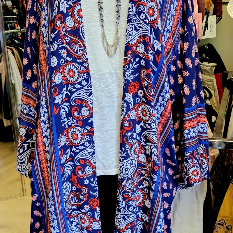 New Suzanne Betro Kimono, Navy/red, Size: 3X, $46.99