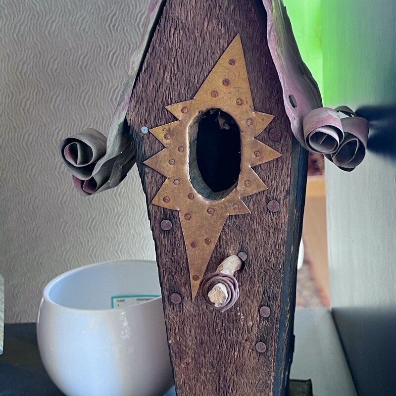 Copper Roof Art Birdhouse
Size: 16 Tall