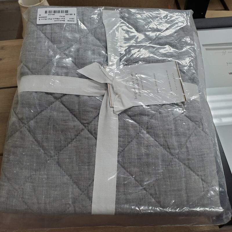 Pair PBarn Pair Euro Shams, Quilted Grey, Size: 26x24