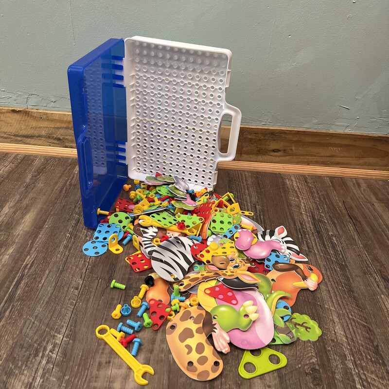 Pegboard Animals Case, Blue, Size: Toy/Game