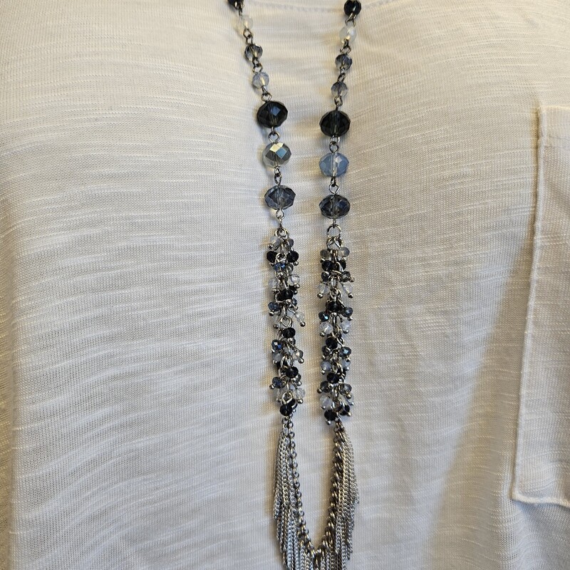 New Blue & Tassel Necklace, Silver, Size: long, $24.99