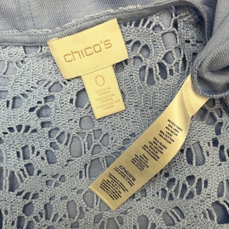 Chicos Open Cardigan
Lace Details
lace Back
Sky
Size: Small