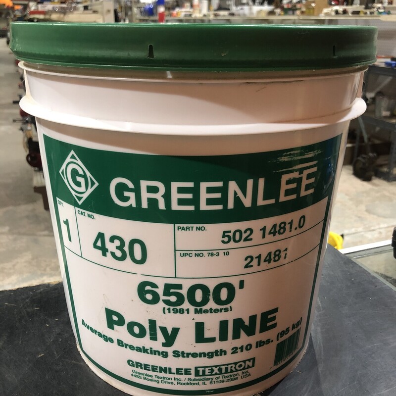 Greenlee 430 Green Tracer Poly Lone. 6500 ft. Average Breaking Strength 210 lbs. Pull Line.

*NEW OLD STOCK*