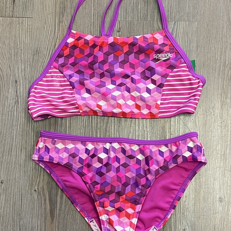 Speedo Bathing Suit 2pc, Pink, Size: 12Y
