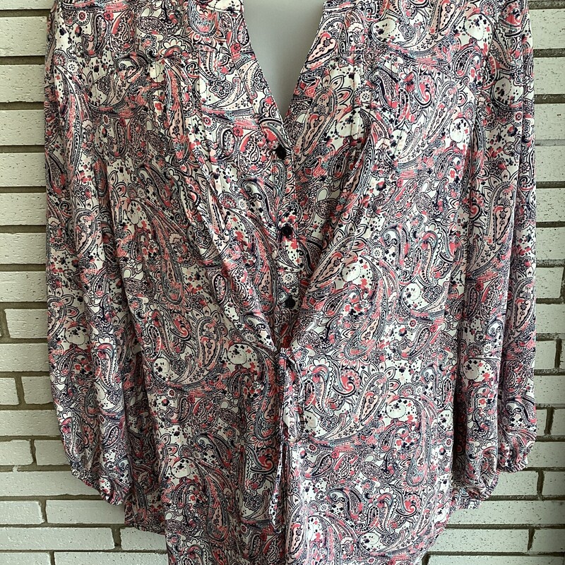 Ls Prt Btn Up Blouse