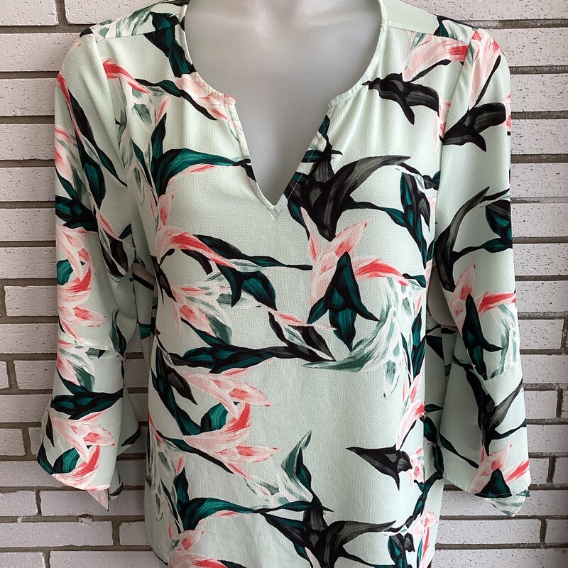 Ls Flower Prt V Nck Top