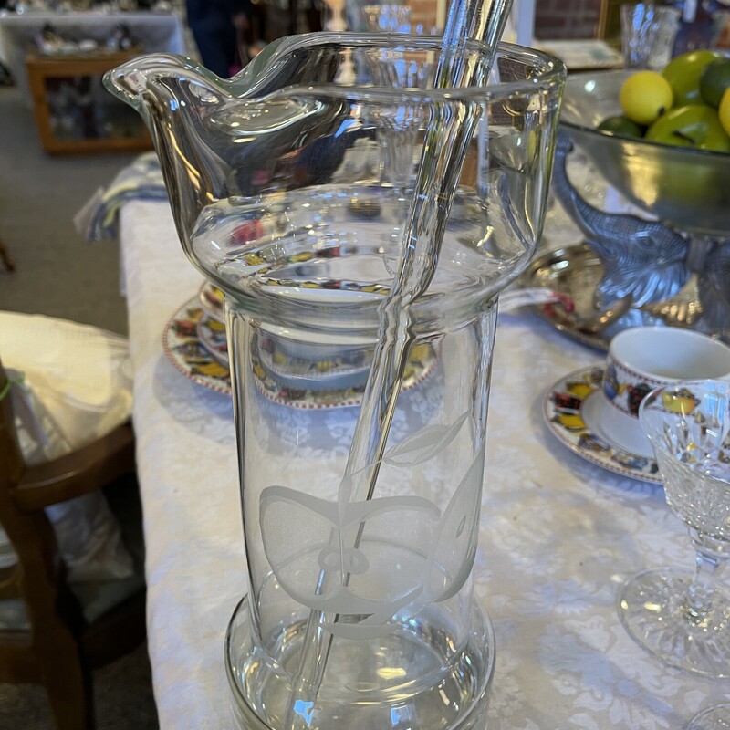 Etched Cocktail Pitcher, None, Size: None