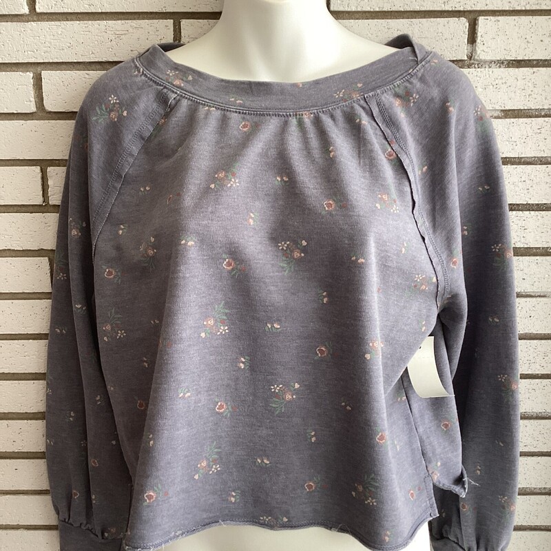 Ls Prt Crop Sweater