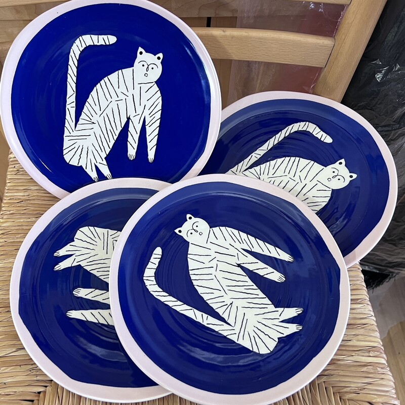 Set of 4  Anthropologie Cat Plates