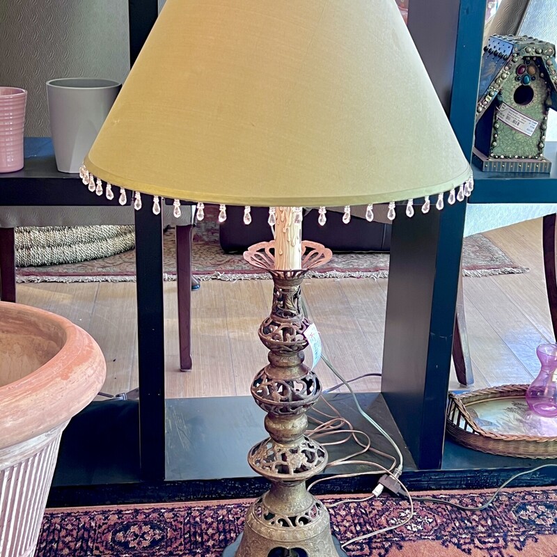Tall  Carved Metal table lamp
Size: 41H