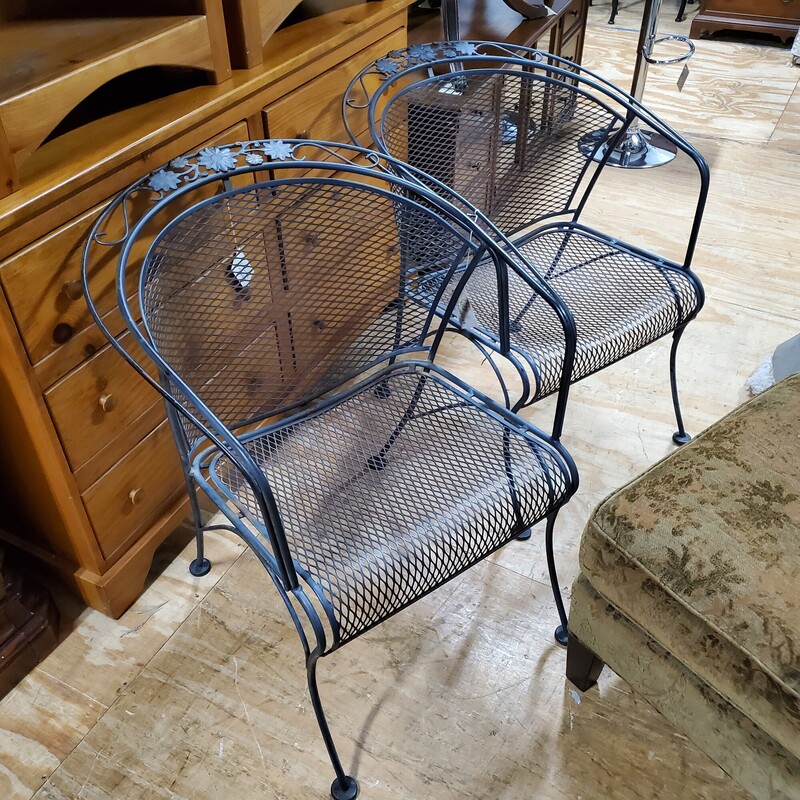 Pair Outdoor Iron Chairs