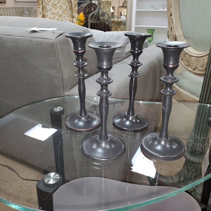 4 Black Candle Holders