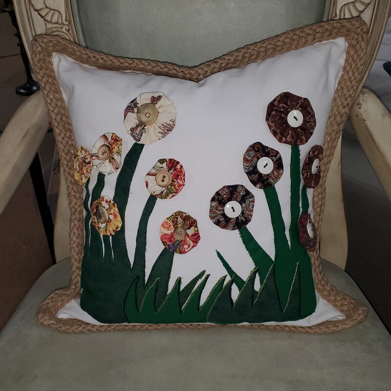 Floral Button Pillow