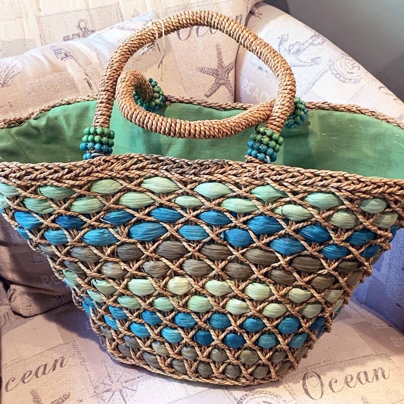 Aqua & Green Woven Bag