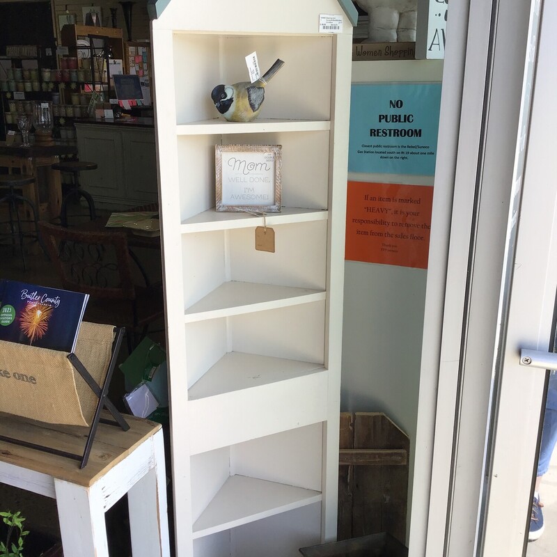 Adorable shelving unit!
Painted white & blue-green
6 shelves

Dimension: 20x12x72