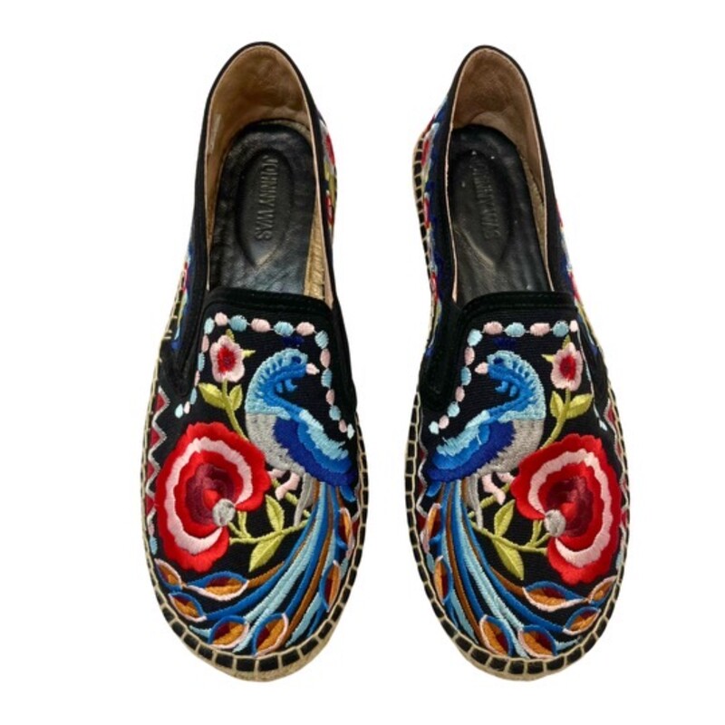 Johnny Was Embroidered Shoes<br />
Black Red, Pink, Sky and Blue<br />
Size: 10