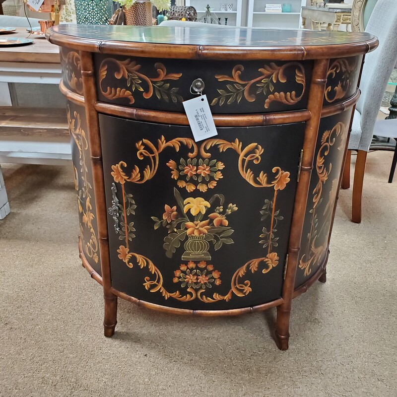 Painted Demilune Cabinet