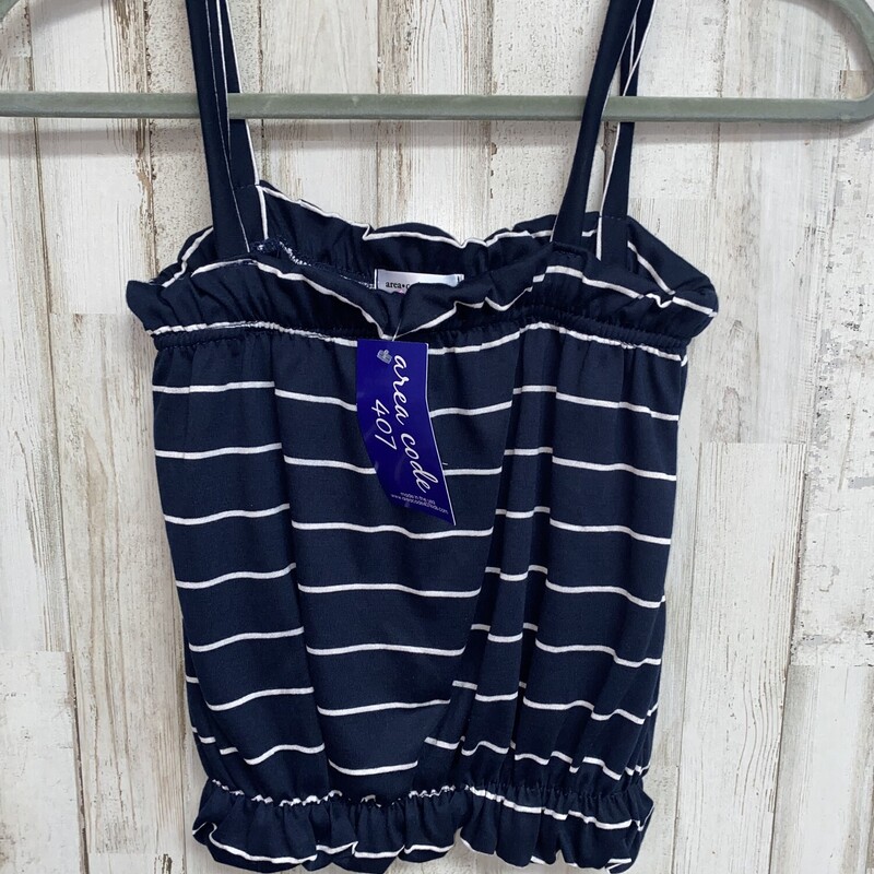 NEW 14 Navy Stripe Ruched, Navy, Size: Girl 10 Up
