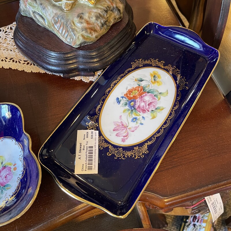 French Cobalt Flower Tray
