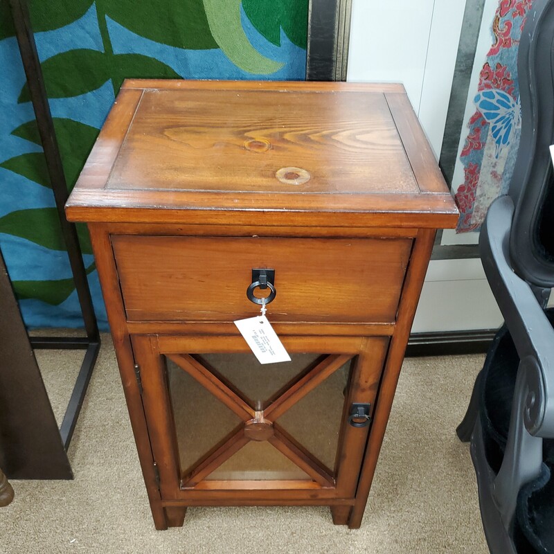 Wood Side Table or Nightstand, Dk Wood, Size: 32x18x15