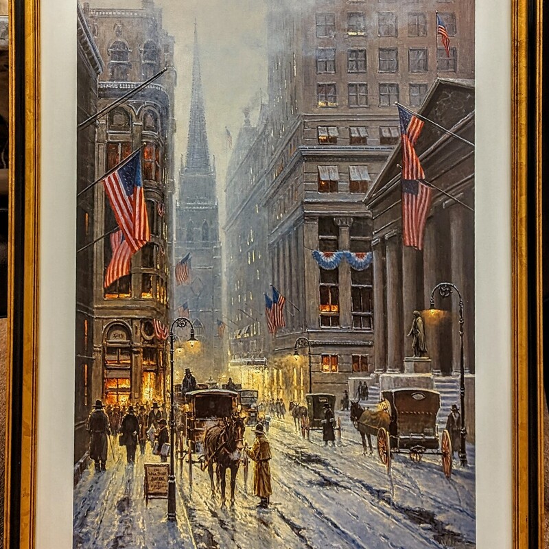 Wall Street New York 1989 Print
Brown Gray Red Gold Size: 27 x 38H
Certificate of Authenticity included