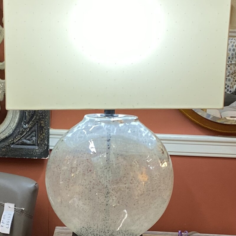 Mercury Glass Lamp
Creme Clear Silver Glass with Creme Siver Shade
Size: 20x10x16H
3 Way 150 Watt Max