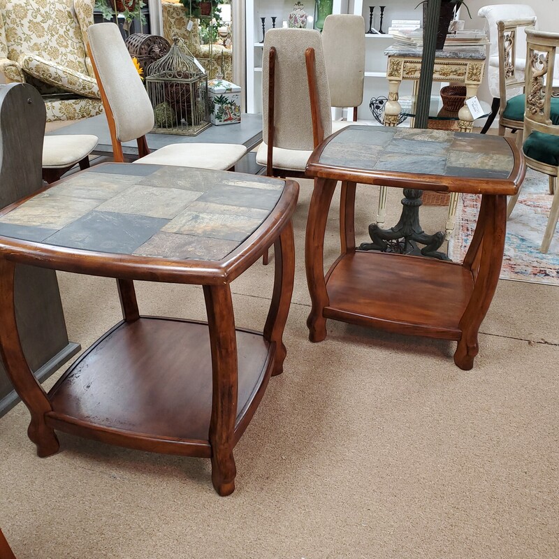 Pair End Tables-Slate Top