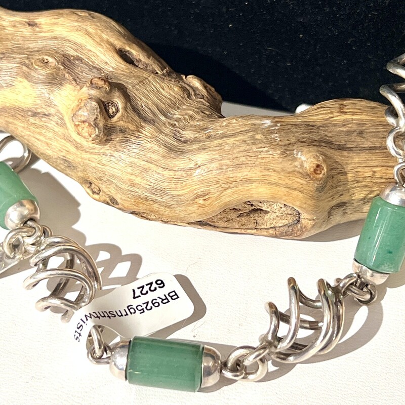 Sterling green stone  bracelet