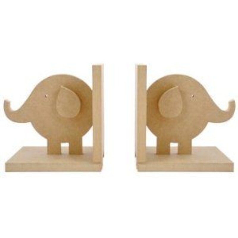 Elephant Bookend Wood, Tan, Size: Wooden