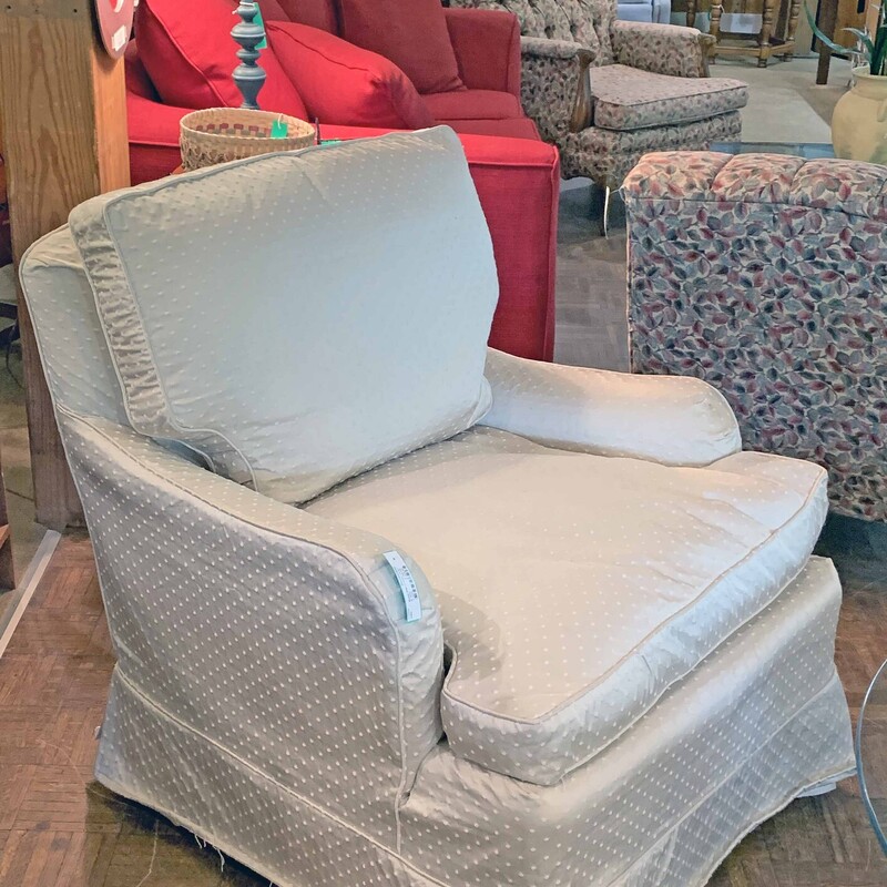 Beige Slipcovered Chair
with Down Cushions