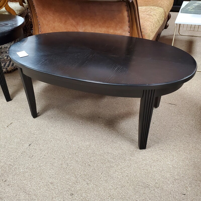 Oval Coffee Table, Black, Size: 28x47x19