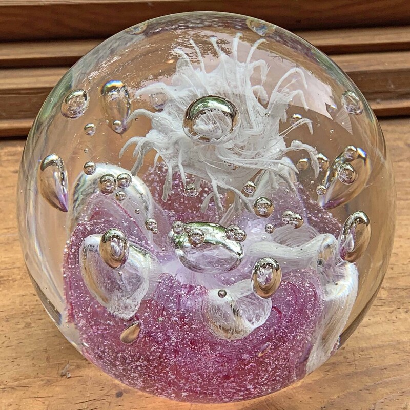 Large Pink Glass Paperwei