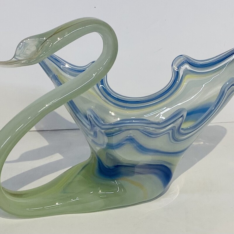 Blown Glass Swan Bowl
Blue Cream Green   Size: 9.5 x 12 x 7H